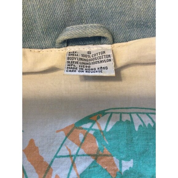 Vintage Urban Equipment Denim Bomber Jacket Elastic Hem & Cuffs Zip Up Mens S - Picture 7 of 10